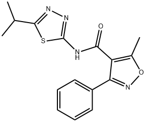 N-(5-isopropyl-1,3,4-thiadiazol-2-yl)-5-methyl-3-phenylisoxazole-4-carboxamide Struktur