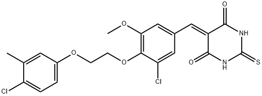 5-{3-chloro-4-[2-(4-chloro-3-methylphenoxy)ethoxy]-5-methoxybenzylidene}-2-thioxodihydro-4,6(1H,5H)-pyrimidinedione Struktur