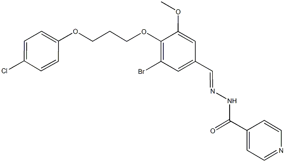 N'-{3-bromo-4-[3-(4-chlorophenoxy)propoxy]-5-methoxybenzylidene}isonicotinohydrazide Struktur