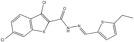 3,6-dichloro-N'-[(5-ethyl-2-thienyl)methylene]-1-benzothiophene-2-carbohydrazide Struktur