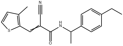 2-cyano-N-[1-(4-ethylphenyl)ethyl]-3-(3-methyl-2-thienyl)acrylamide Struktur