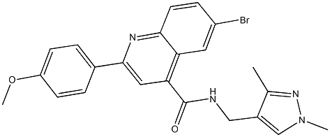 6-bromo-N-[(1,3-dimethyl-1H-pyrazol-4-yl)methyl]-2-(4-methoxyphenyl)-4-quinolinecarboxamide Struktur