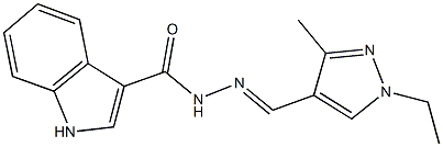 N'-[(1-ethyl-3-methyl-1H-pyrazol-4-yl)methylene]-1H-indole-3-carbohydrazide Struktur