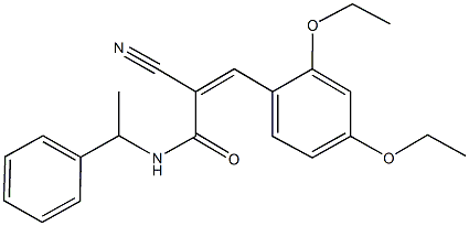 2-cyano-3-(2,4-diethoxyphenyl)-N-(1-phenylethyl)acrylamide Struktur