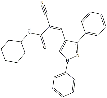 2-cyano-N-cyclohexyl-3-(1,3-diphenyl-1H-pyrazol-4-yl)acrylamide Struktur