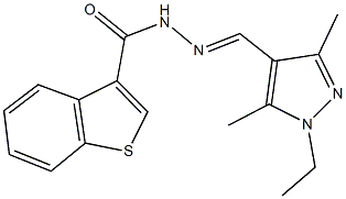 N'-[(1-ethyl-3,5-dimethyl-1H-pyrazol-4-yl)methylene]-1-benzothiophene-3-carbohydrazide Struktur