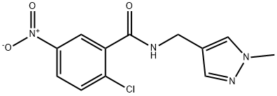 2-chloro-5-nitro-N-[(1-methyl-1H-pyrazol-4-yl)methyl]benzamide Struktur