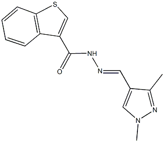 N'-[(1,3-dimethyl-1H-pyrazol-4-yl)methylene]-1-benzothiophene-3-carbohydrazide Struktur