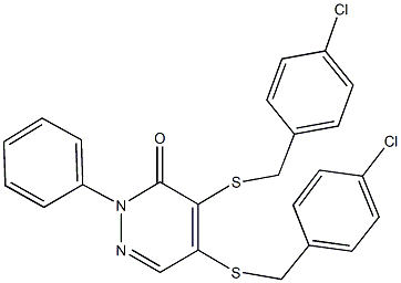 4,5-bis[(4-chlorobenzyl)sulfanyl]-2-phenyl-3(2H)-pyridazinone Struktur