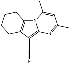 2,4-dimethyl-6,7,8,9-tetrahydropyrimido[1,2-a]indole-10-carbonitrile Struktur