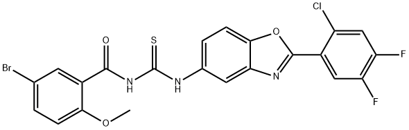 N-(5-bromo-2-methoxybenzoyl)-N'-[2-(2-chloro-4,5-difluorophenyl)-1,3-benzoxazol-5-yl]thiourea Struktur