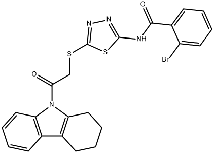 2-bromo-N-(5-{[2-oxo-2-(1,2,3,4-tetrahydro-9H-carbazol-9-yl)ethyl]sulfanyl}-1,3,4-thiadiazol-2-yl)benzamide Struktur