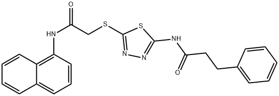 N-(5-{[2-(1-naphthylamino)-2-oxoethyl]sulfanyl}-1,3,4-thiadiazol-2-yl)-3-phenylpropanamide Struktur