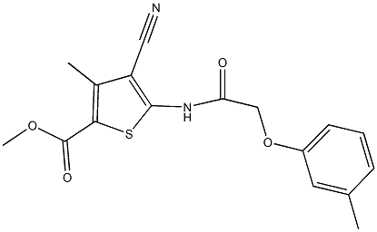 methyl 4-cyano-3-methyl-5-{[(3-methylphenoxy)acetyl]amino}-2-thiophenecarboxylate Struktur