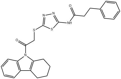 N-(5-{[2-oxo-2-(1,2,3,4-tetrahydro-9H-carbazol-9-yl)ethyl]sulfanyl}-1,3,4-thiadiazol-2-yl)-3-phenylpropanamide Struktur