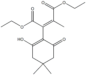 diethyl 2-(2-hydroxy-4,4-dimethyl-6-oxo-1-cyclohexen-1-yl)-3-methyl-2-butenedioate Struktur