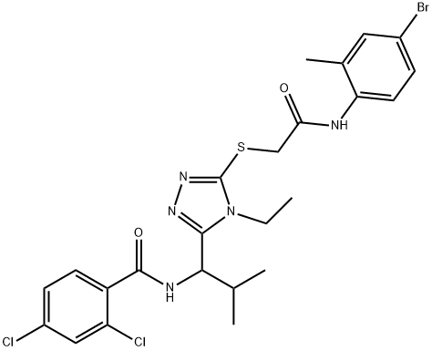 N-[1-(5-{[2-(4-bromo-2-methylanilino)-2-oxoethyl]sulfanyl}-4-ethyl-4H-1,2,4-triazol-3-yl)-2-methylpropyl]-2,4-dichlorobenzamide Struktur