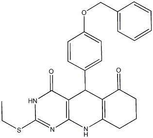 5-[4-(benzyloxy)phenyl]-2-(ethylsulfanyl)-5,8,9,10-tetrahydropyrimido[4,5-b]quinoline-4,6(3H,7H)-dione Struktur