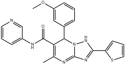 7-(3-methoxyphenyl)-5-methyl-N-(3-pyridinyl)-2-(2-thienyl)-4,7-dihydro[1,2,4]triazolo[1,5-a]pyrimidine-6-carboxamide Struktur