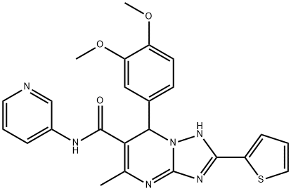 7-(3,4-dimethoxyphenyl)-5-methyl-N-(3-pyridinyl)-2-(2-thienyl)-4,7-dihydro[1,2,4]triazolo[1,5-a]pyrimidine-6-carboxamide Struktur