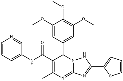 5-methyl-N-(3-pyridinyl)-2-(2-thienyl)-7-(3,4,5-trimethoxyphenyl)-4,7-dihydro[1,2,4]triazolo[1,5-a]pyrimidine-6-carboxamide Struktur