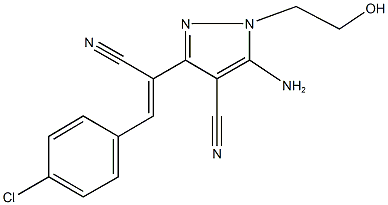 5-amino-3-[2-(4-chlorophenyl)-1-cyanovinyl]-1-(2-hydroxyethyl)-1H-pyrazole-4-carbonitrile Struktur