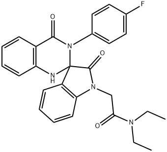 N,N-diethyl-2-[3'-(4-fluorophenyl)-2,4'(1'H)-dioxo-2,2',3,3'-tetrahydrospiro(1H-indole-3,2'-quinazoline)-1-yl]acetamide Struktur