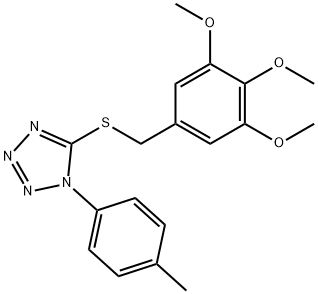 1-(4-methylphenyl)-5-[(3,4,5-trimethoxybenzyl)sulfanyl]-1H-tetraazole Struktur