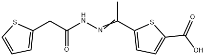 5-[N-(2-thienylacetyl)ethanehydrazonoyl]-2-thiophenecarboxylic acid Struktur