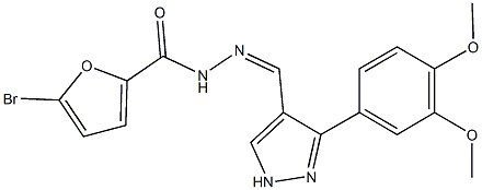 5-bromo-N'-{[3-(3,4-dimethoxyphenyl)-1H-pyrazol-4-yl]methylene}-2-furohydrazide Struktur