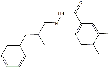 3,4-dimethyl-N'-(2-methyl-3-phenyl-2-propenylidene)benzohydrazide Struktur