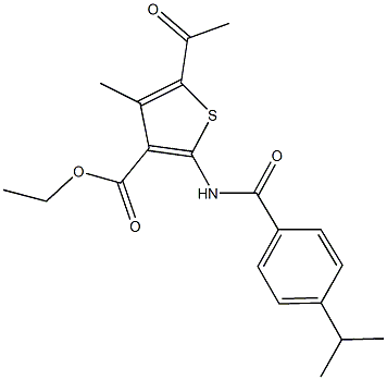 ethyl 5-acetyl-2-[(4-isopropylbenzoyl)amino]-4-methyl-3-thiophenecarboxylate Struktur