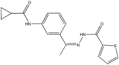 N-{3-[N-(2-thienylcarbonyl)ethanehydrazonoyl]phenyl}cyclopropanecarboxamide Struktur