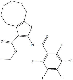 ethyl 2-[(2,3,4,5,6-pentafluorobenzoyl)amino]-4,5,6,7,8,9-hexahydrocycloocta[b]thiophene-3-carboxylate Struktur