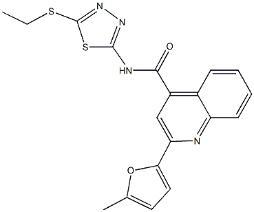 N-[5-(ethylthio)-1,3,4-thiadiazol-2-yl]-2-(5-methyl-2-furyl)-4-quinolinecarboxamide Struktur