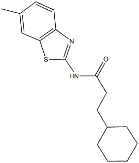 3-cyclohexyl-N-(6-methyl-1,3-benzothiazol-2-yl)propanamide Struktur