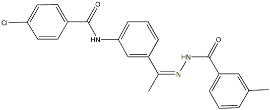 4-chloro-N-{3-[N-(3-methylbenzoyl)ethanehydrazonoyl]phenyl}benzamide Struktur