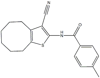 N-(3-cyano-4,5,6,7,8,9-hexahydrocycloocta[b]thien-2-yl)-4-methylbenzamide Struktur