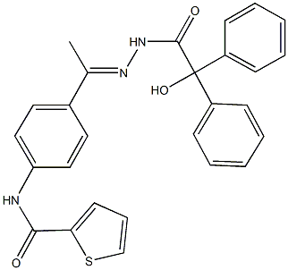 N-(4-{N-[hydroxy(diphenyl)acetyl]ethanehydrazonoyl}phenyl)-2-thiophenecarboxamide Struktur