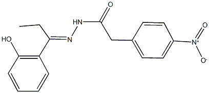 2-{4-nitrophenyl}-N'-[1-(2-hydroxyphenyl)propylidene]acetohydrazide Struktur