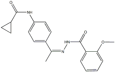 N-{4-[N-(2-methoxybenzoyl)ethanehydrazonoyl]phenyl}cyclopropanecarboxamide Struktur