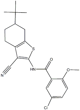 N-(6-tert-butyl-3-cyano-4,5,6,7-tetrahydro-1-benzothien-2-yl)-5-chloro-2-methoxybenzamide Struktur