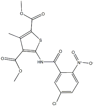 dimethyl 5-({5-chloro-2-nitrobenzoyl}amino)-3-methyl-2,4-thiophenedicarboxylate Struktur