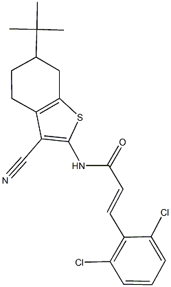 N-(6-tert-butyl-3-cyano-4,5,6,7-tetrahydro-1-benzothien-2-yl)-3-(2,6-dichlorophenyl)acrylamide Struktur