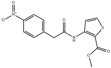 methyl 3-[({4-nitrophenyl}acetyl)amino]-2-thiophenecarboxylate Struktur