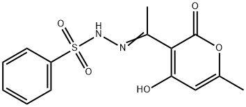 N'-[1-(4-hydroxy-6-methyl-2-oxo-2H-pyran-3-yl)ethylidene]benzenesulfonohydrazide Struktur