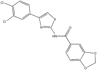 N-[4-(3,4-dichlorophenyl)-1,3-thiazol-2-yl]-1,3-benzodioxole-5-carboxamide Struktur