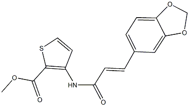 methyl 3-{[3-(1,3-benzodioxol-5-yl)acryloyl]amino}-2-thiophenecarboxylate Struktur