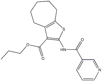 propyl 2-[(3-pyridinylcarbonyl)amino]-5,6,7,8-tetrahydro-4H-cyclohepta[b]thiophene-3-carboxylate Struktur