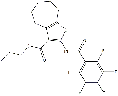 propyl 2-[(2,3,4,5,6-pentafluorobenzoyl)amino]-5,6,7,8-tetrahydro-4H-cyclohepta[b]thiophene-3-carboxylate Struktur